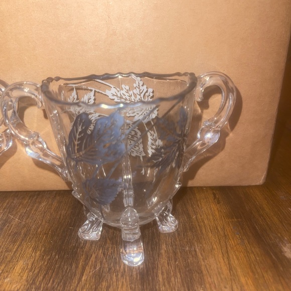 Vintage Flanders Clear by SILVER CITY Sugar Bowl & Creamer Set - Picture 3 of 7